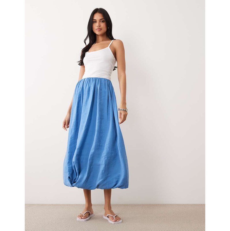 ASOS DESIGN drapey soft touch balloon skirt in blue