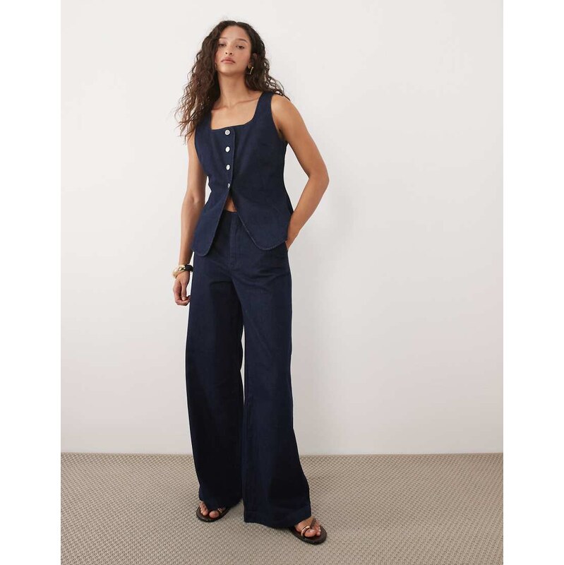 Mango Avery 100% cotton straight jean co-ord in dark blue