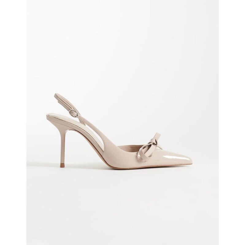 Mango pointed heeled slingbacks with bow detail in pale pink