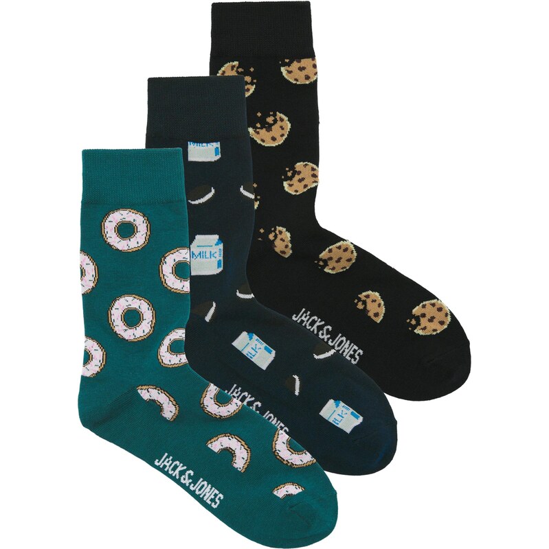 JACK & JONES Ponožky JACCOOKIES zelená / tmavě zelená / černá