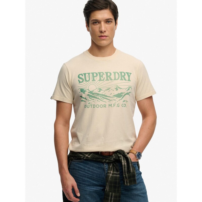 Superdry & Co Tričko Retro Outdoor písková / zelená
