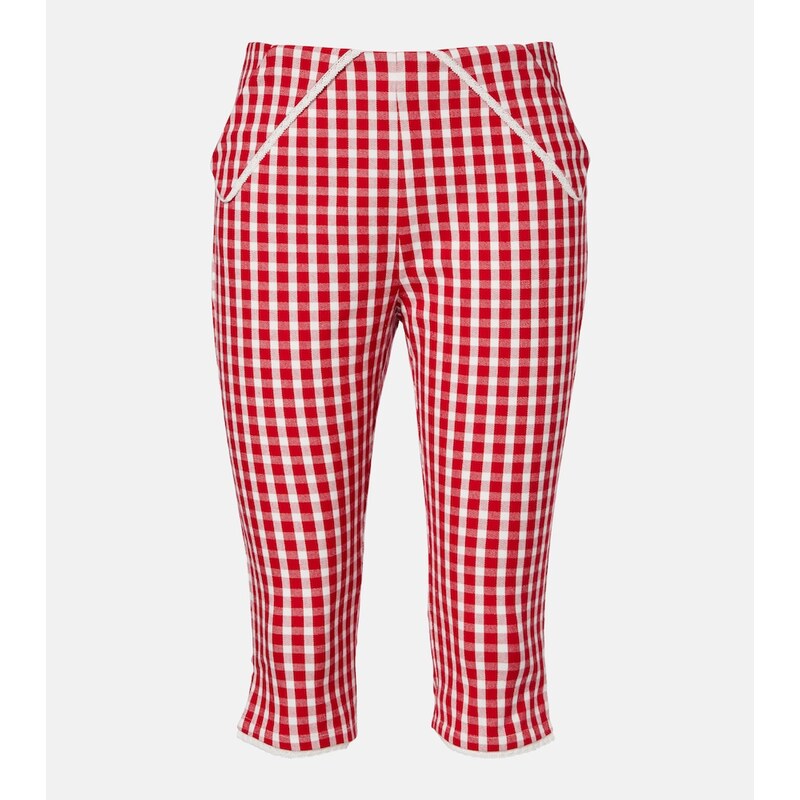 Posse Ebony gingham lace-trimmed cotton-blend capri pants