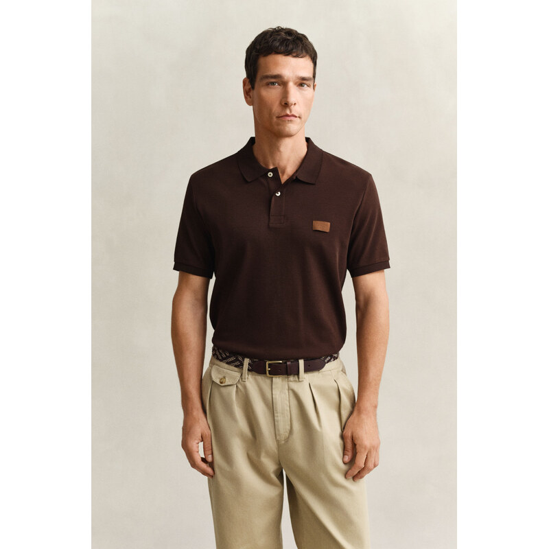 POLOKOŠILE GANT INTERLOCK SS POLO MAHOGANY BROWN