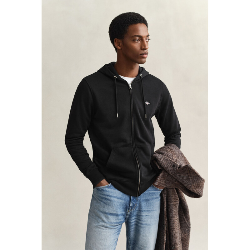 MIKINA GANT REG SHIELD FULL ZIP HOODIE BLACK