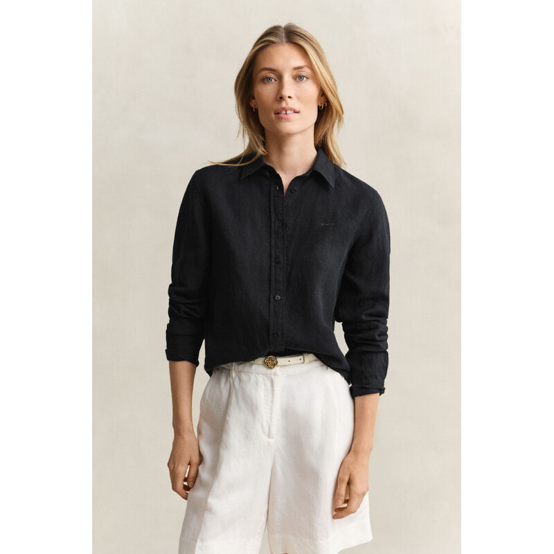 KOŠILE GANT REG LINEN LS SHIRT BLACK