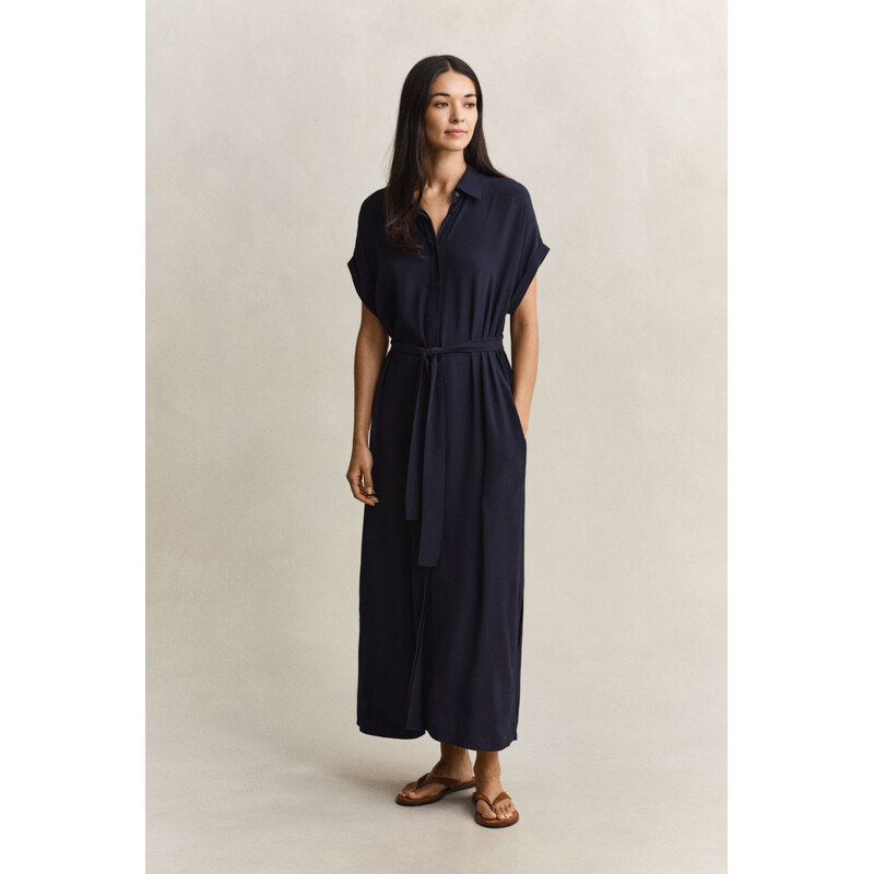 ŠATY GANT CAP SLEEVE SHIRT DRESS EVENING BLUE 114455377