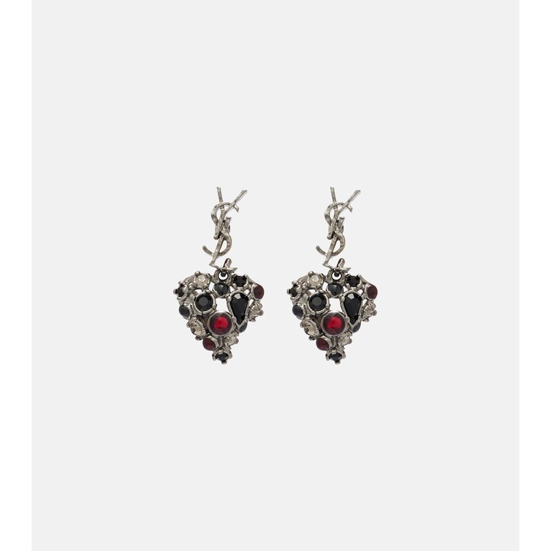 Saint Laurent Cassandre embellished drop earrings