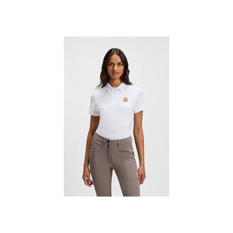 BOSS Equestrian stretch-cotton polo shirt with Double B monogram 114704890