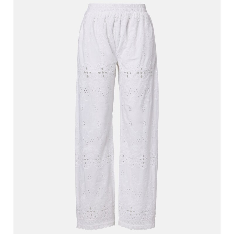 Melissa Odabash Lula embroidered cotton wide-leg pants