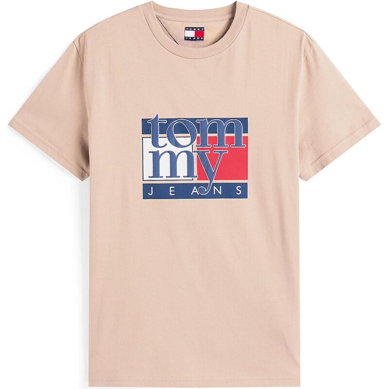 Tommy Jeans Tričko modrá / světle hnědá / červená / bílá