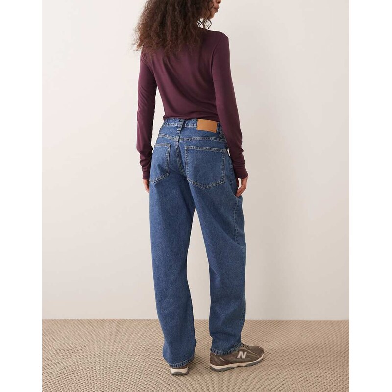 ASOS DESIGN slim barrel jean in clean light midwash-Blue