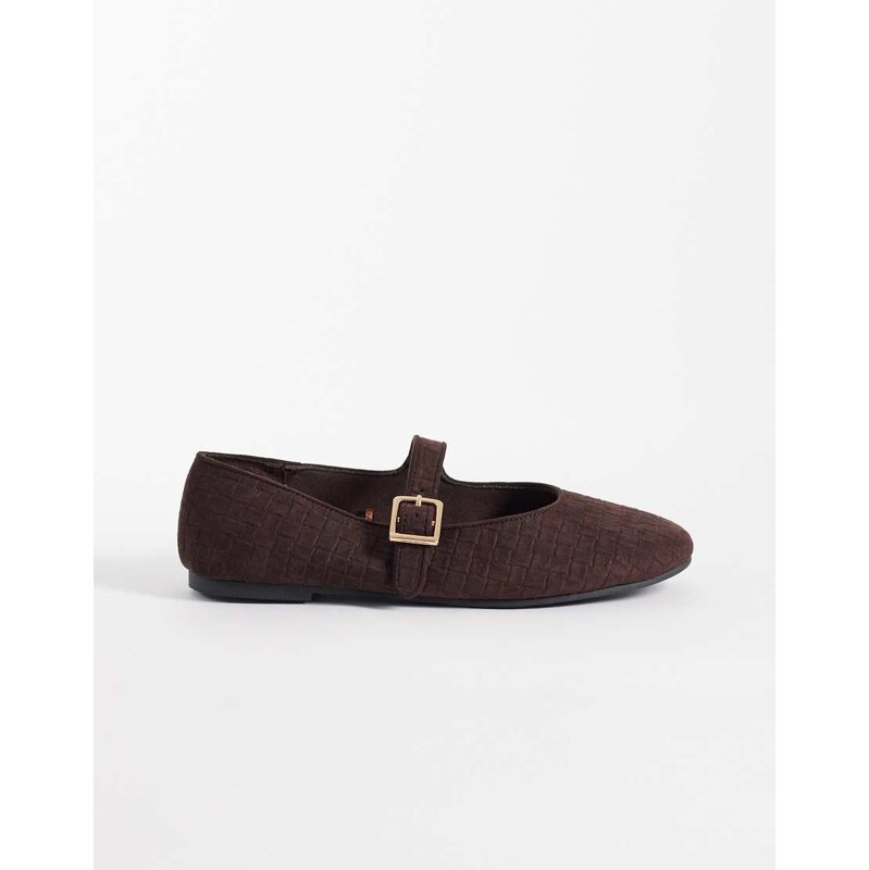 New Look woven mary jane ballet flats in brown