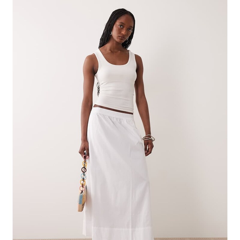 JDY Tall poplin maxi skirt in white