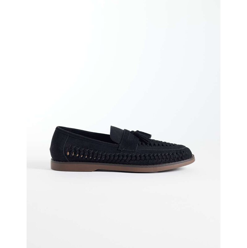 Schuh Robbie woven loafer with tassel in black