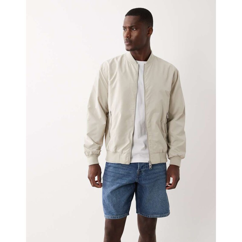 ONLY & SONS bomber jacket in cream-White