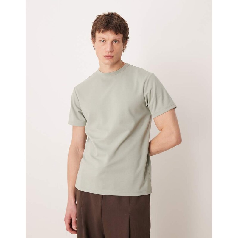 ASOS DESIGN breatheMAX heavyweight regular fit t-shirt in sage cotton blend-Green