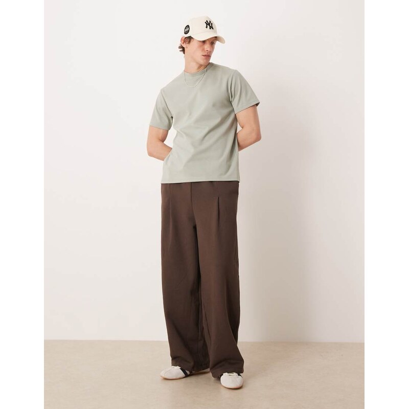 ASOS DESIGN breatheMAX heavyweight regular fit t-shirt in sage cotton blend-Green