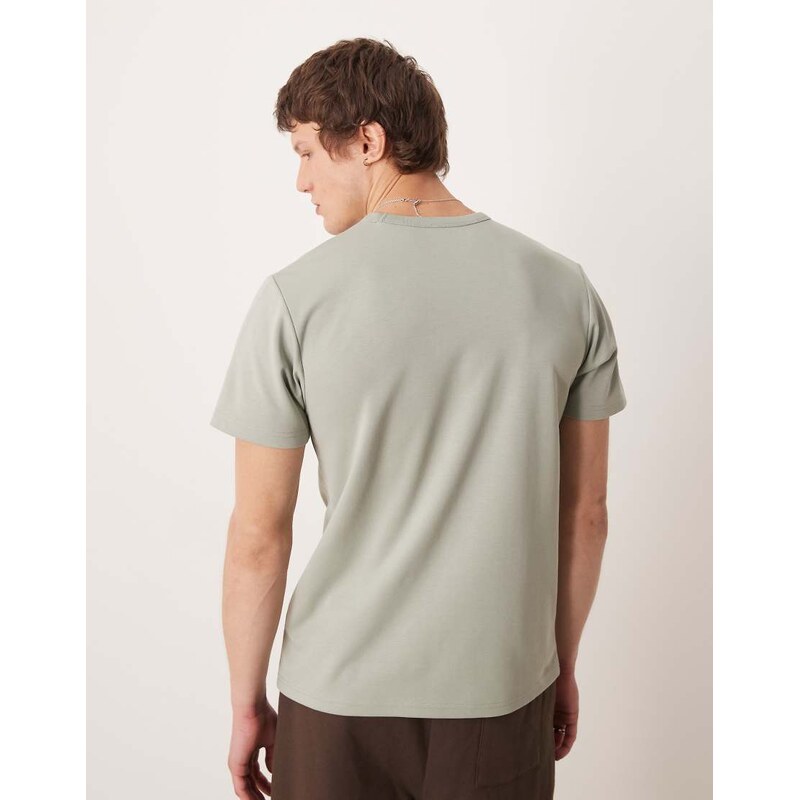 ASOS DESIGN breatheMAX heavyweight regular fit t-shirt in sage cotton blend-Green