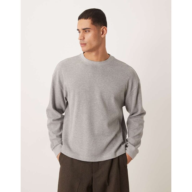 ASOS DESIGN boxy oversized long sleeve t-shirt in grey marl