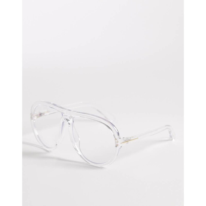 Reclaimed Vintage aviator blue light glasses in clear frames 114708776