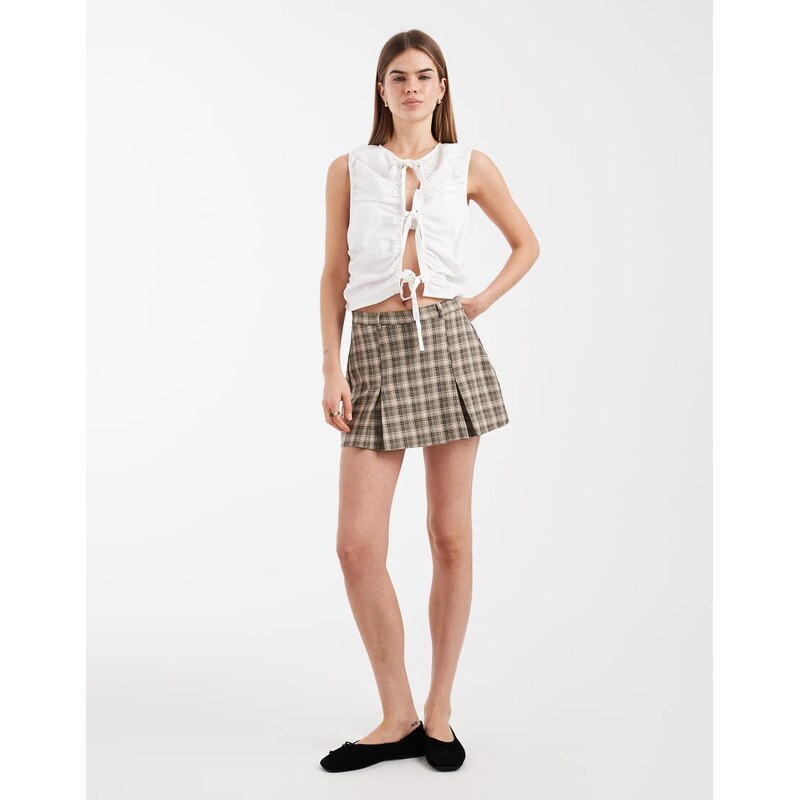 ASOS DESIGN tie front sleeveless top in white