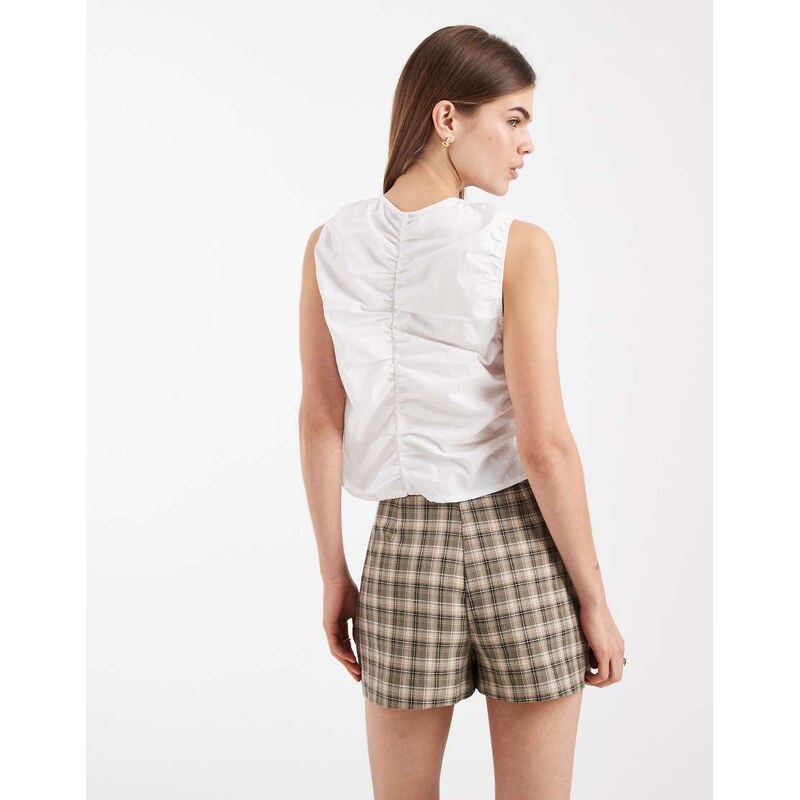 ASOS DESIGN tie front sleeveless top in white