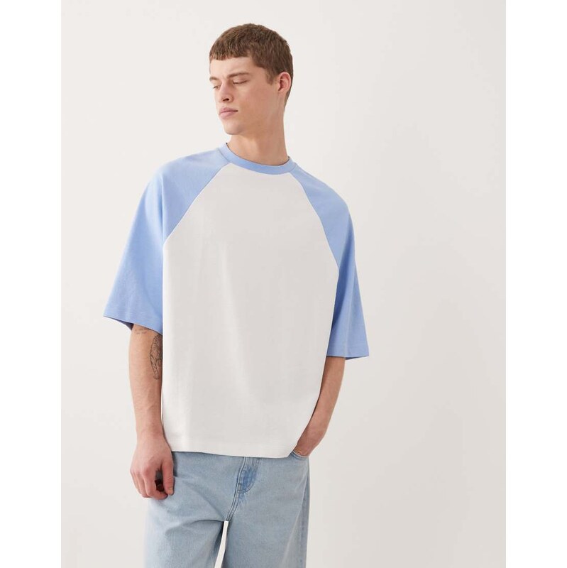 ASOS DESIGN heavyweight oversized raglan t-shirt in white