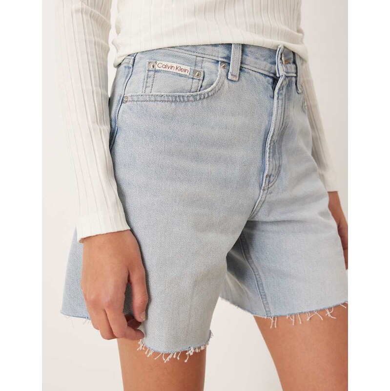Calvin Klein Jeans 90s denim mid length short in bleached blue 115174512