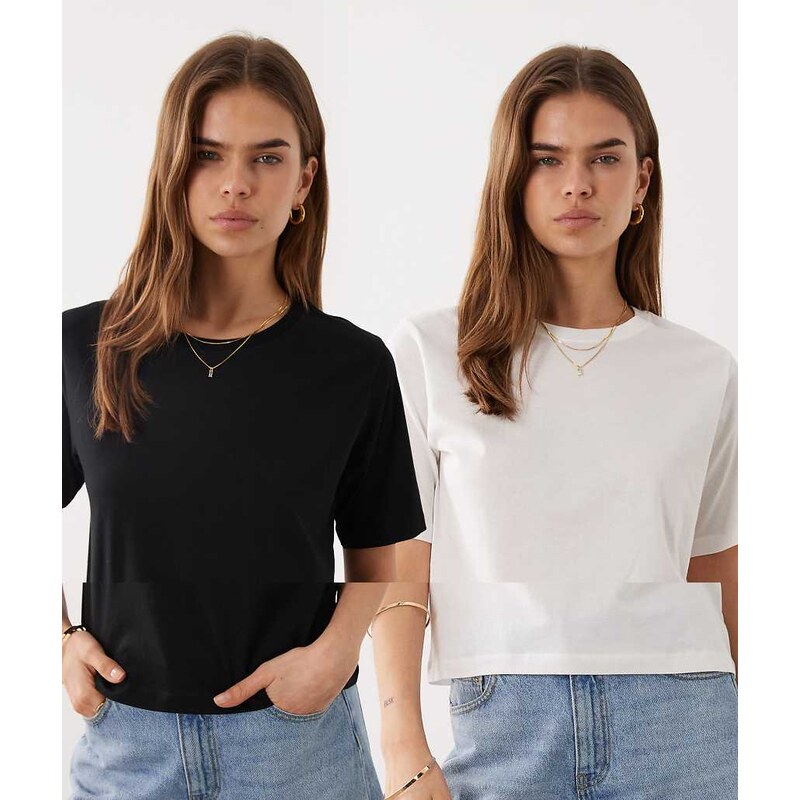 JDY 2-pack t-shirt in black & white