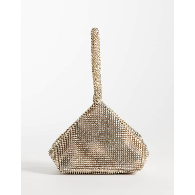 ASOS DESIGN chainmail mini grab cookie clutch bag in gold 114708886