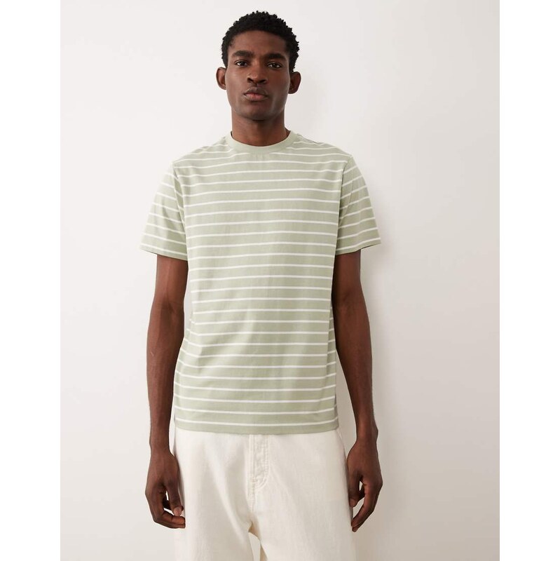 ASOS DESIGN regular fit t-shirt in sage green and white stripe
