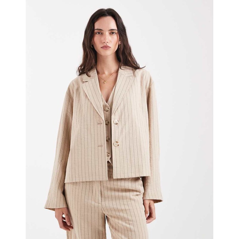 Object mix & match short boxy tailored blazer co-ord in humus and 115522293