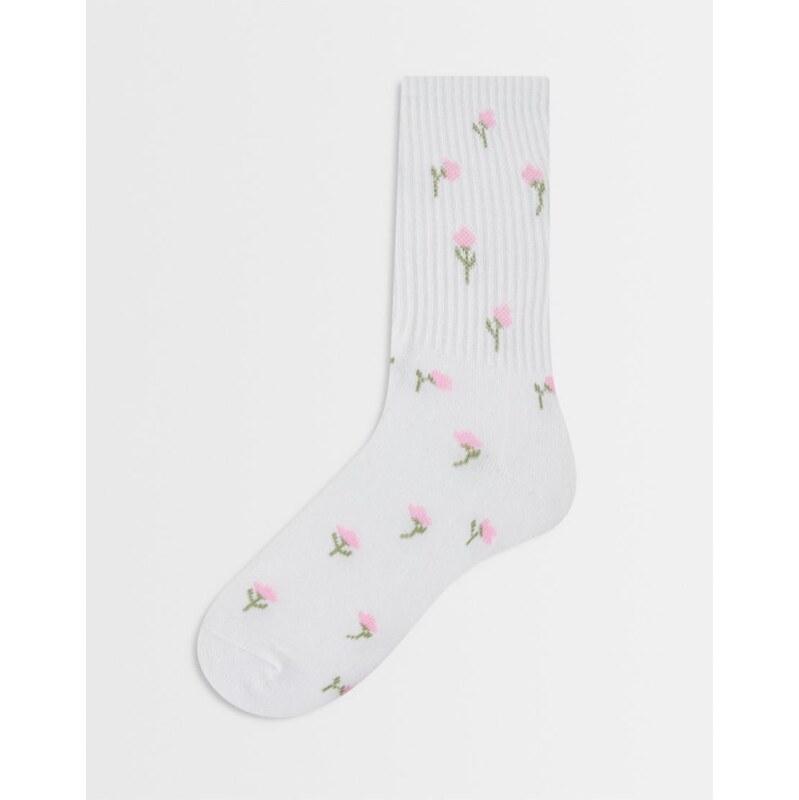 Vero Moda socks in pink floral print-White 115522305
