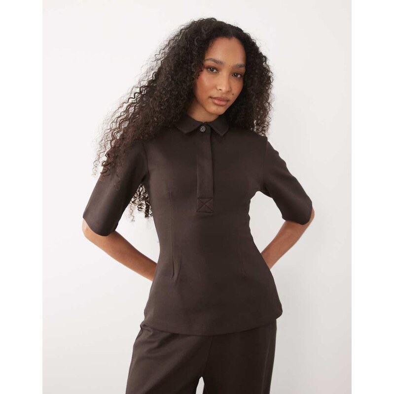 ASOS DESIGN interlock cinched waist peplum hem shirt co-ord in