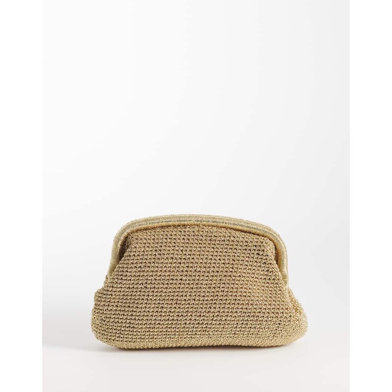 Mango woven clutch bag in gold 114712522