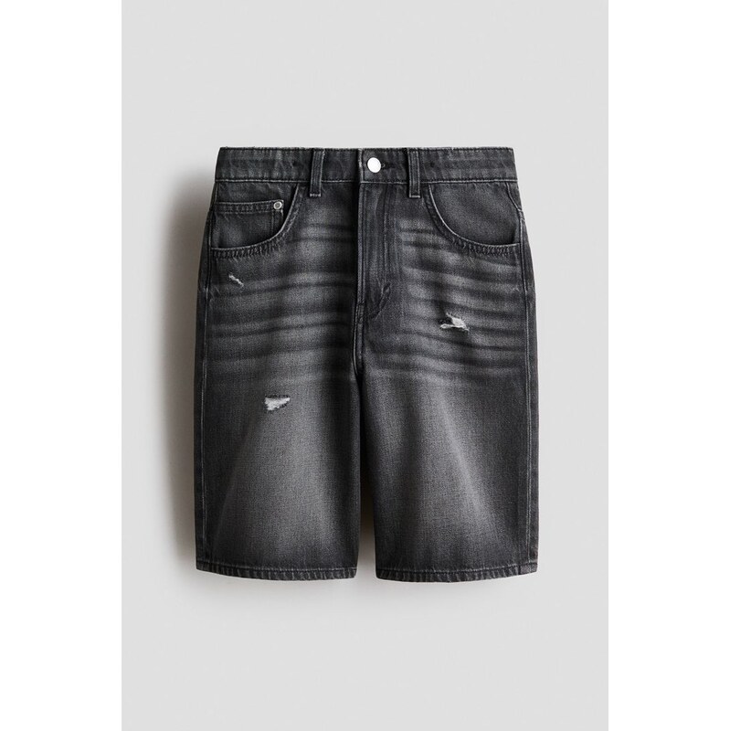 H&M - Džínové šortky Baggy Fit - Tmavě Šedý Denim