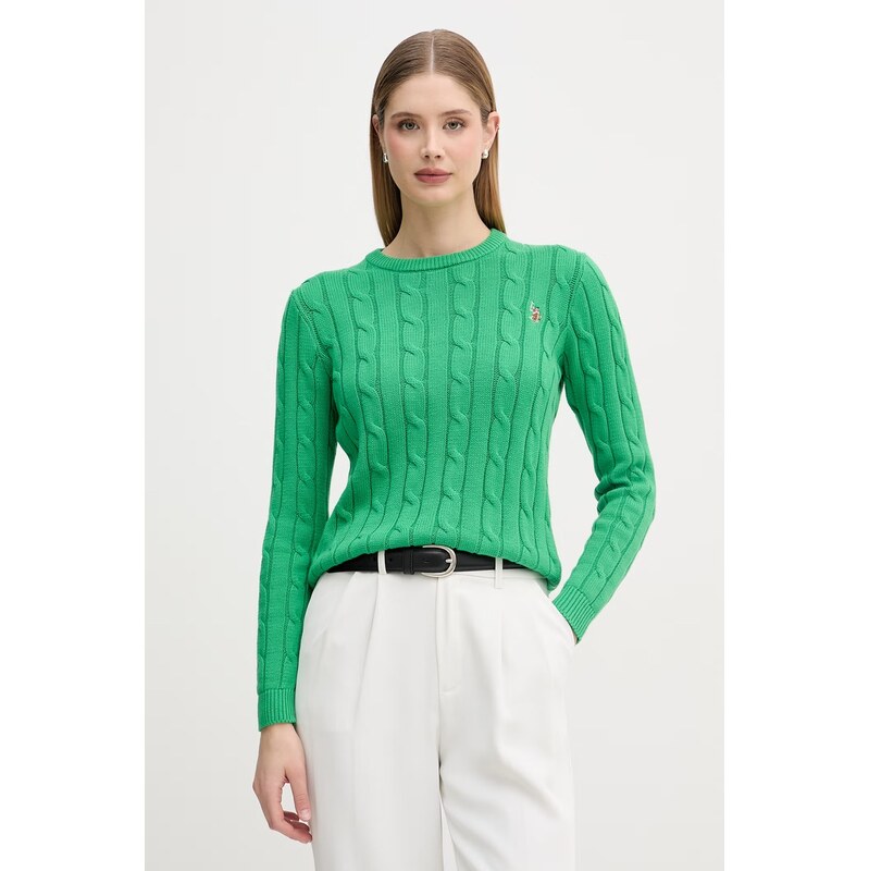 U.S. Polo Assn. svetr dámský bavlněný CREW NECK CABLE