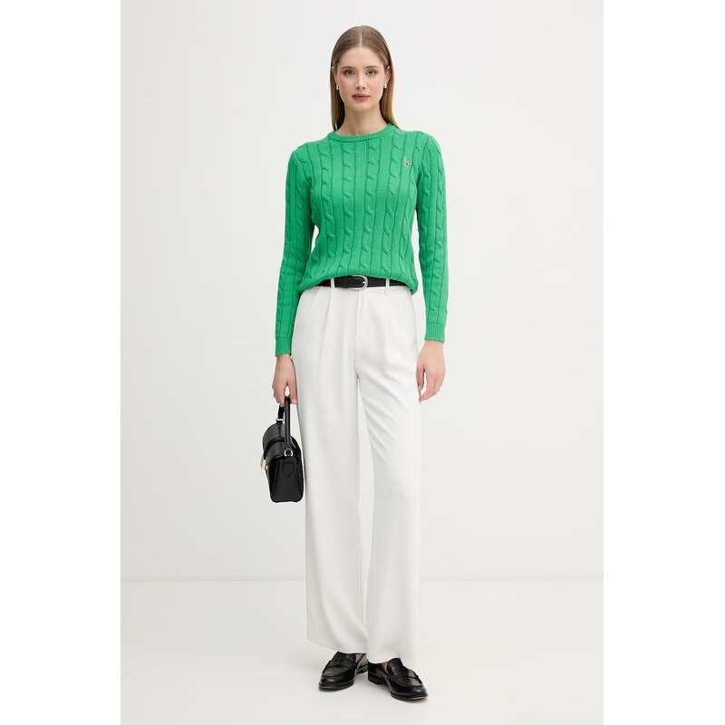 U.S. Polo Assn. svetr dámský bavlněný CREW NECK CABLE