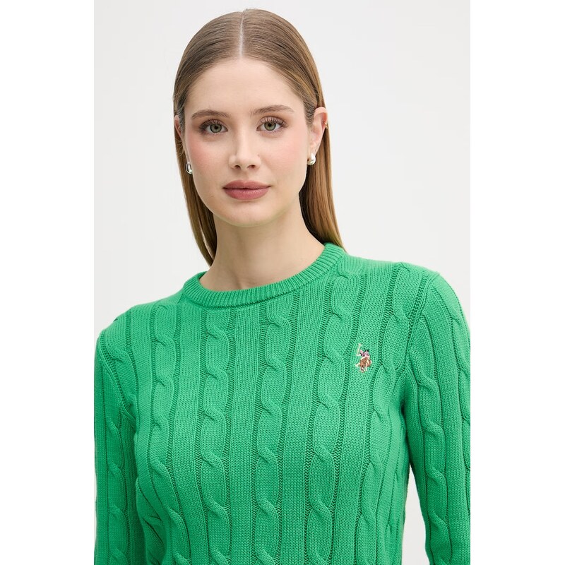 U.S. Polo Assn. svetr dámský bavlněný CREW NECK CABLE