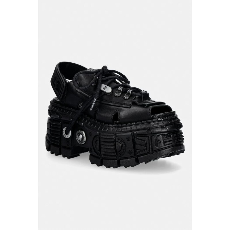 New Rock sandály dámské kožené ITALI NEGRO, TANK CASCO NEGRO , BIOS N 114716469