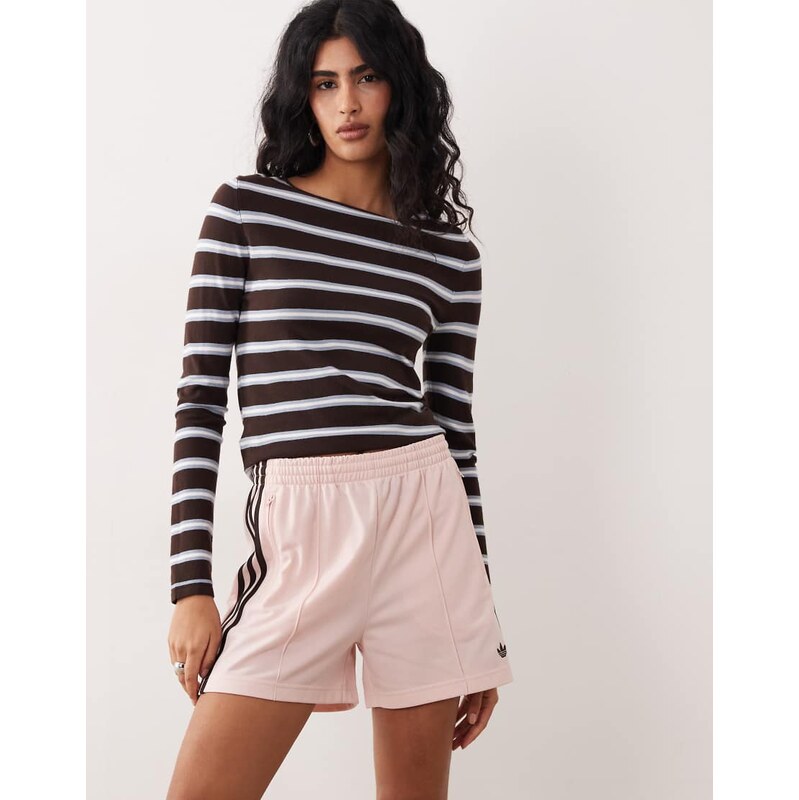 adidas Originals Firebird shorts in pink and brown