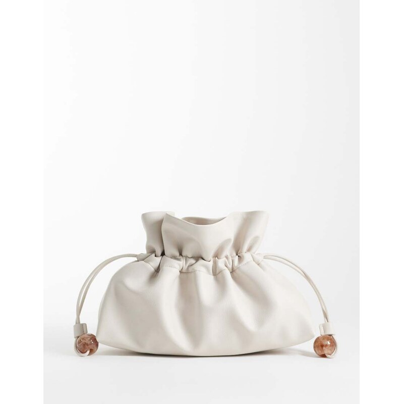 ASOS DESIGN ruched resin ball pouch clutch bag with detachable
