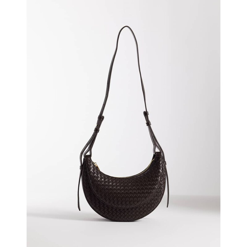 JW PEI Sharon woven crossbody bag in coffee brown