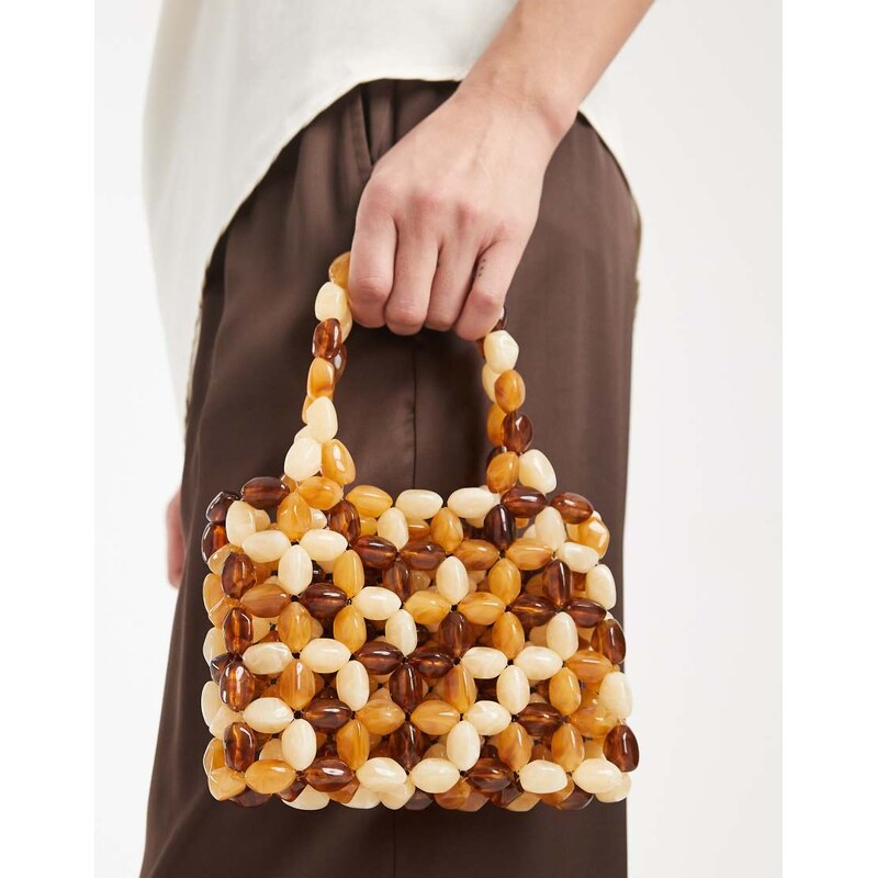 Glamorous premium beaded mini grab bag in multi-Neutral