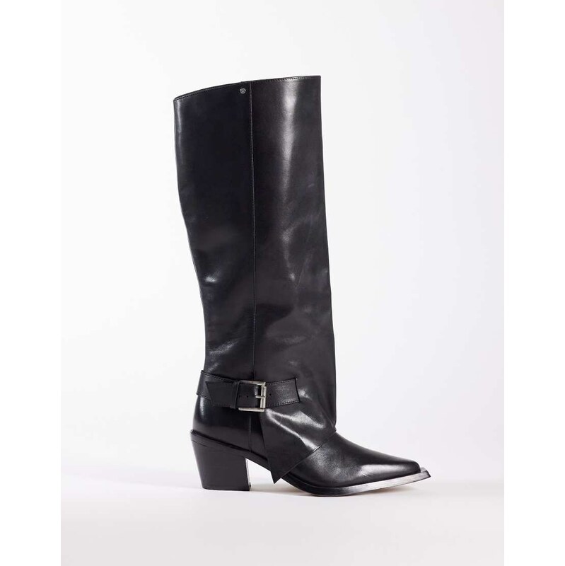 Bronx New-clint western knee boots in black leather