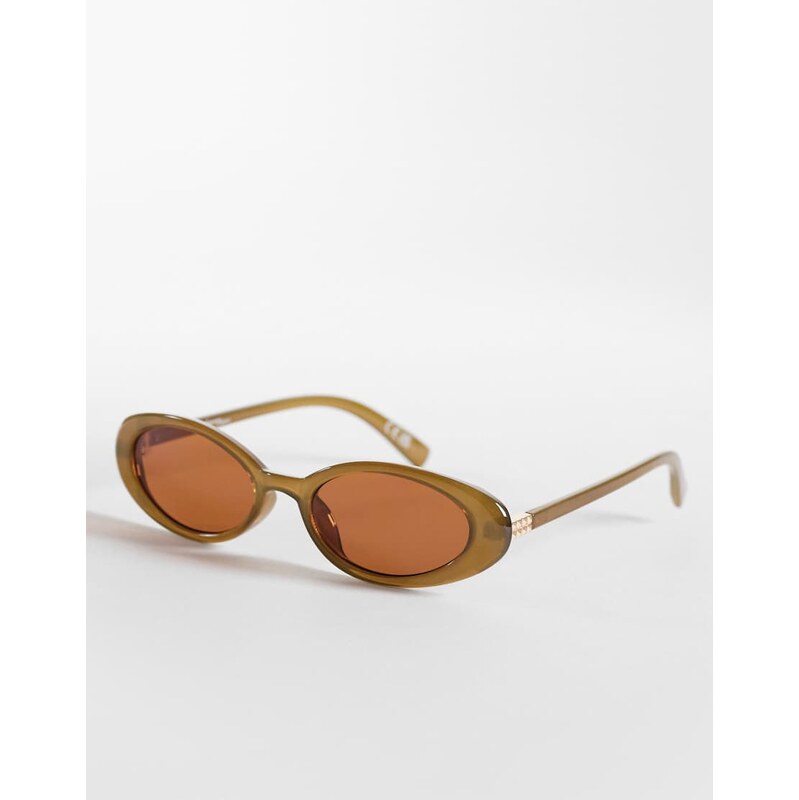Jeepers Peepers oval sunglasses in green with brown lens 114719494