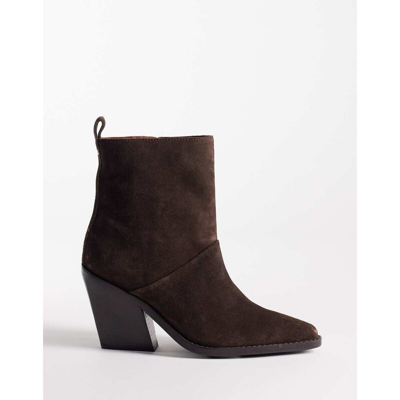 Bronx New-kole fringe western ankle boots in coffee bean suede