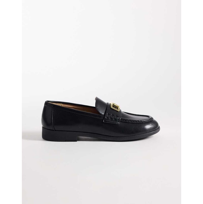 Armani Exchange Maggie logo mocassin loafers in black 114719536