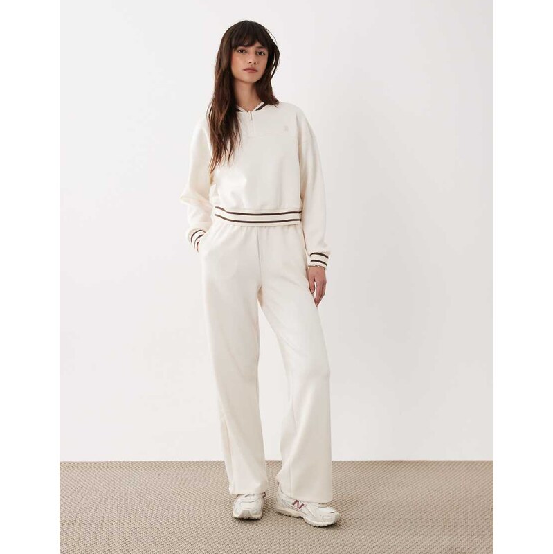 Armani Exchange 1/4 zip tipped co-ord trousers in ecru-White 114719545