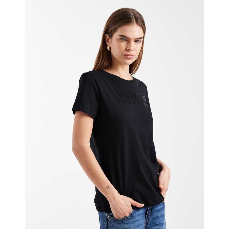 Armani Exchange diamante logo t-shirt in black 114719550